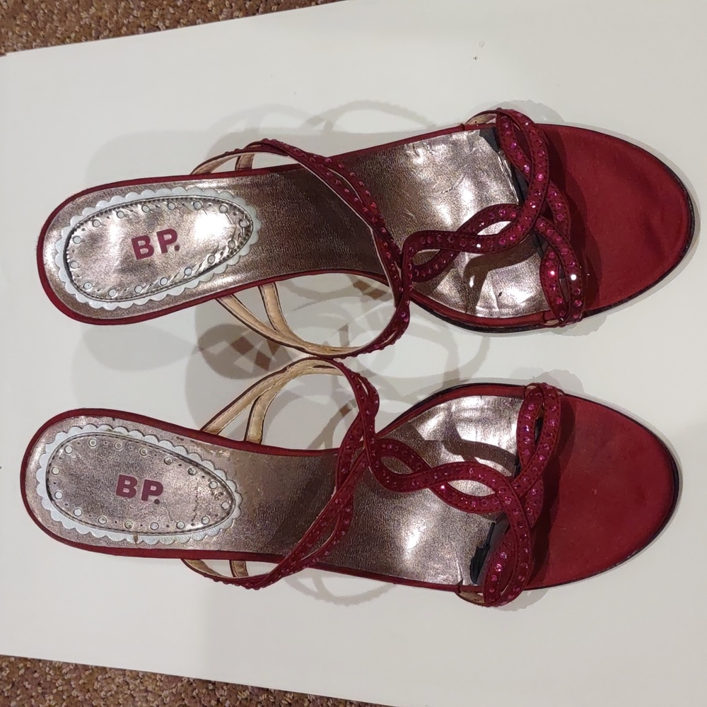 Raspberry, Fushia hot pink bling open toe heeled sandals, BP - Picture 10 of 12